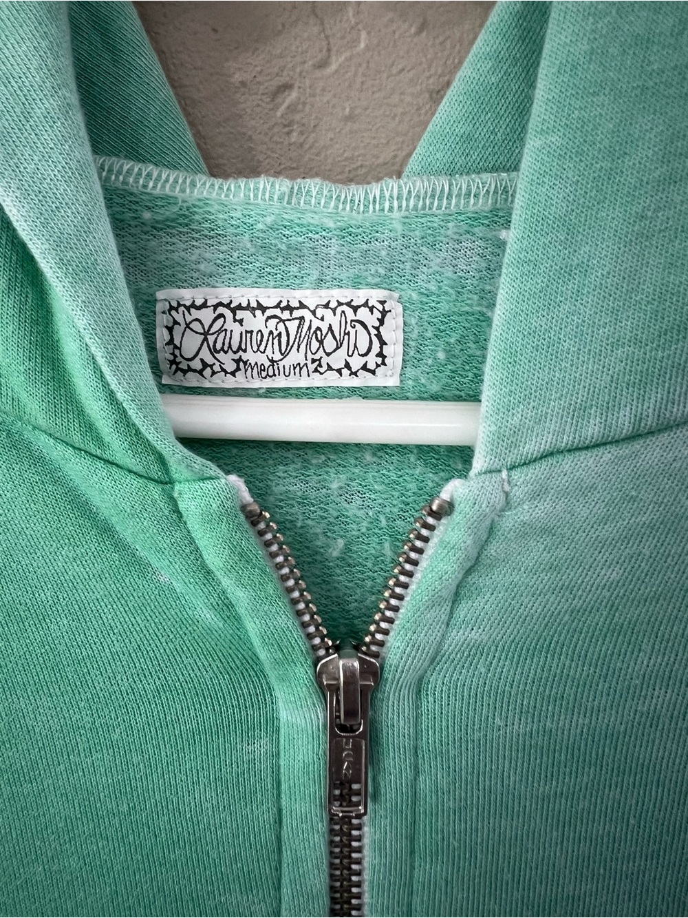 Lauren Moshi Mint Green Burnout Zip Hoodie, Size M. Never worn - Picture 3 of 3